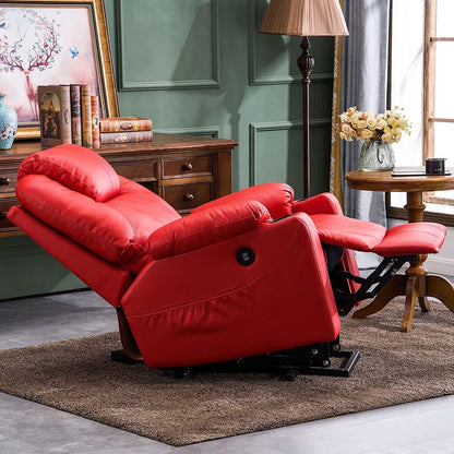 MCombo Electric Power Lift Recliner Chair Sofa with Massage and Heat, 3 Positions, USB Ports, Faux Leather 7040
