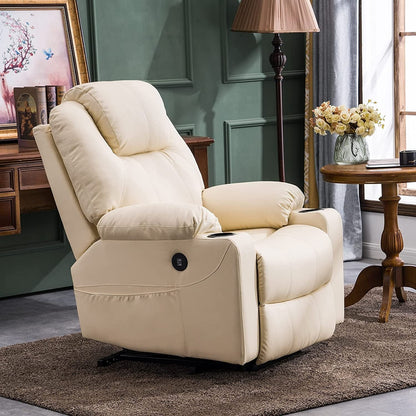 MCombo Electric Power Lift Recliner Chair Sofa with Massage and Heat, 3 Positions, USB Ports, Faux Leather 7040