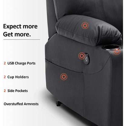 MCombo Electric Power Lift Recliner Chair Sofa with Massage and Heat, 3 Positions, USB Ports, Faux Leather 7040