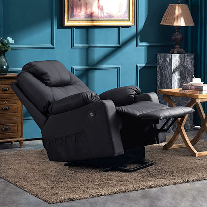 MCombo Electric Power Lift Recliner Chair Sofa with Massage and Heat, 3 Positions, USB Ports, Faux Leather 7040