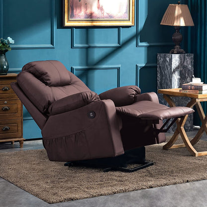MCombo Electric Power Lift Recliner Chair Sofa with Massage and Heat, 3 Positions, USB Ports, Faux Leather 7040