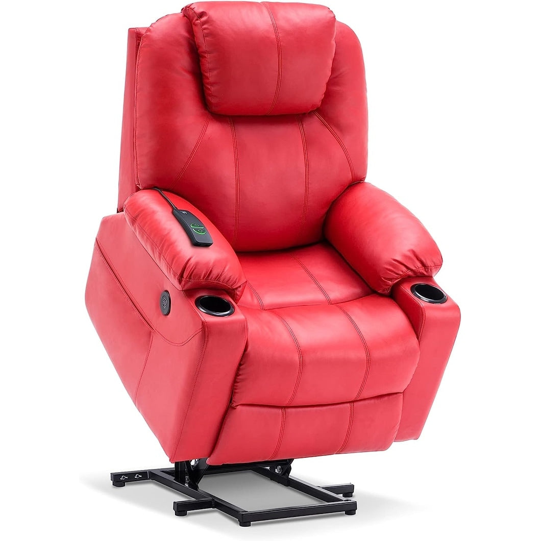 MCombo Electric Power Lift Recliner Chair Sofa with Massage and Heat, 3 Positions, USB Ports, Faux Leather 7040