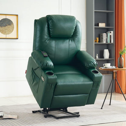 MCombo Electric Power Lift Recliner Chair Sofa with Massage and Heat, 3 Positions, USB Ports, Faux Leather 7040