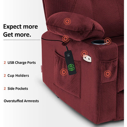 MCombo Electric Power Lift Recliner Chair Sofa with Massage and Heat, 3 Positions, USB Ports, Fabric 7040