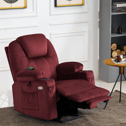 MCombo Electric Power Lift Recliner Chair Sofa with Massage and Heat, 3 Positions, USB Ports, Fabric 7040