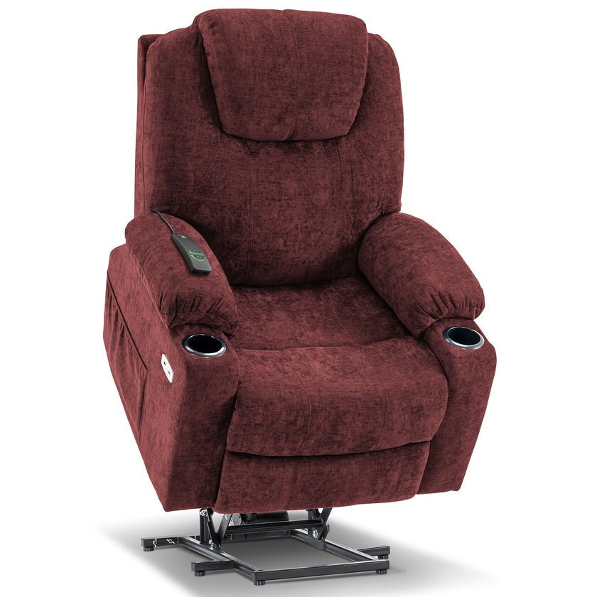 MCombo Electric Power Lift Recliner Chair Sofa with Massage and Heat, 3 Positions, USB Ports, Fabric 7040
