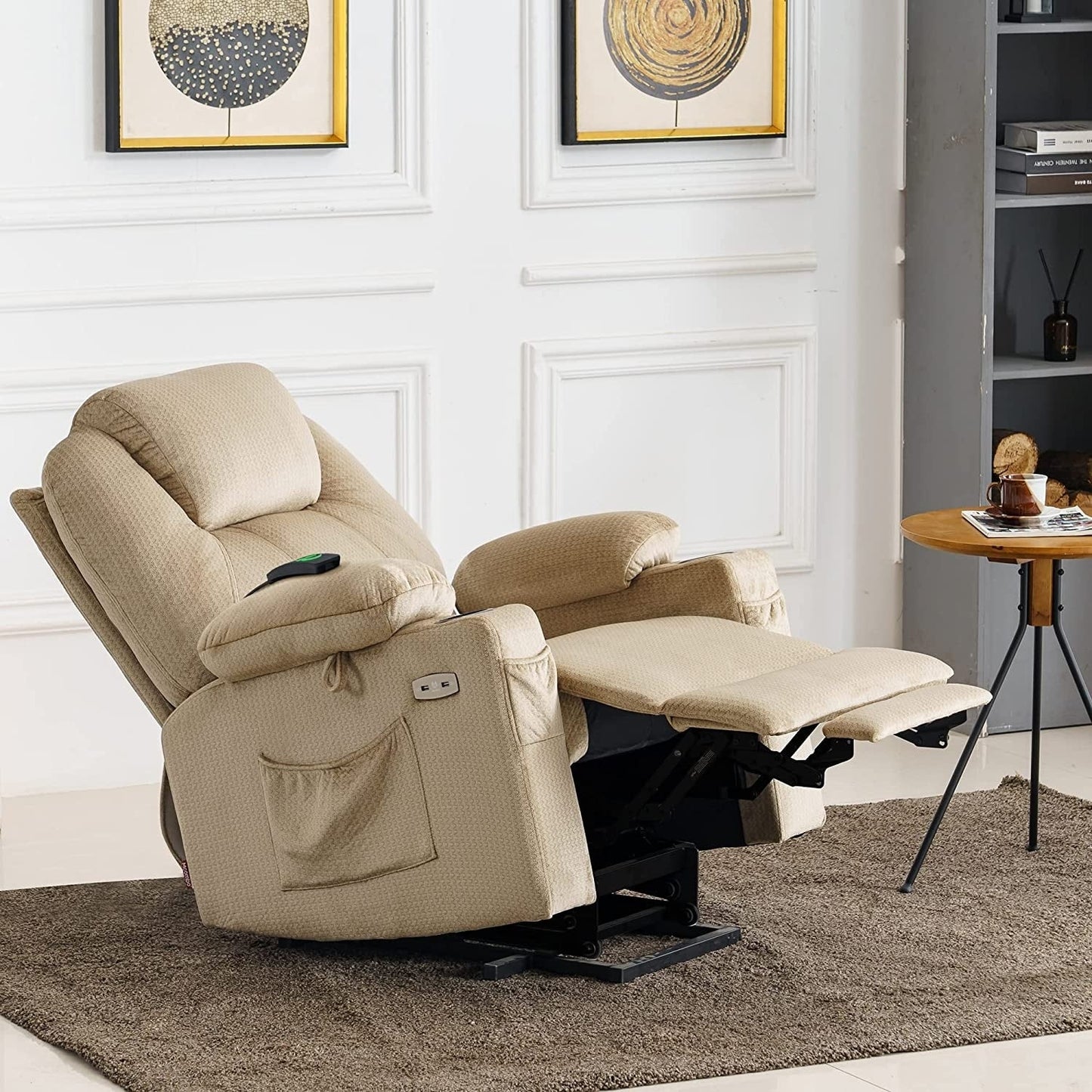 MCombo Electric Power Lift Recliner Chair Sofa with Massage and Heat, 3 Positions, USB Ports, Fabric 7040
