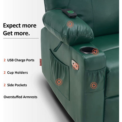 MCombo Electric Power Lift Recliner Chair Sofa with Massage and Heat, 3 Positions, USB Ports, Faux Leather 7040