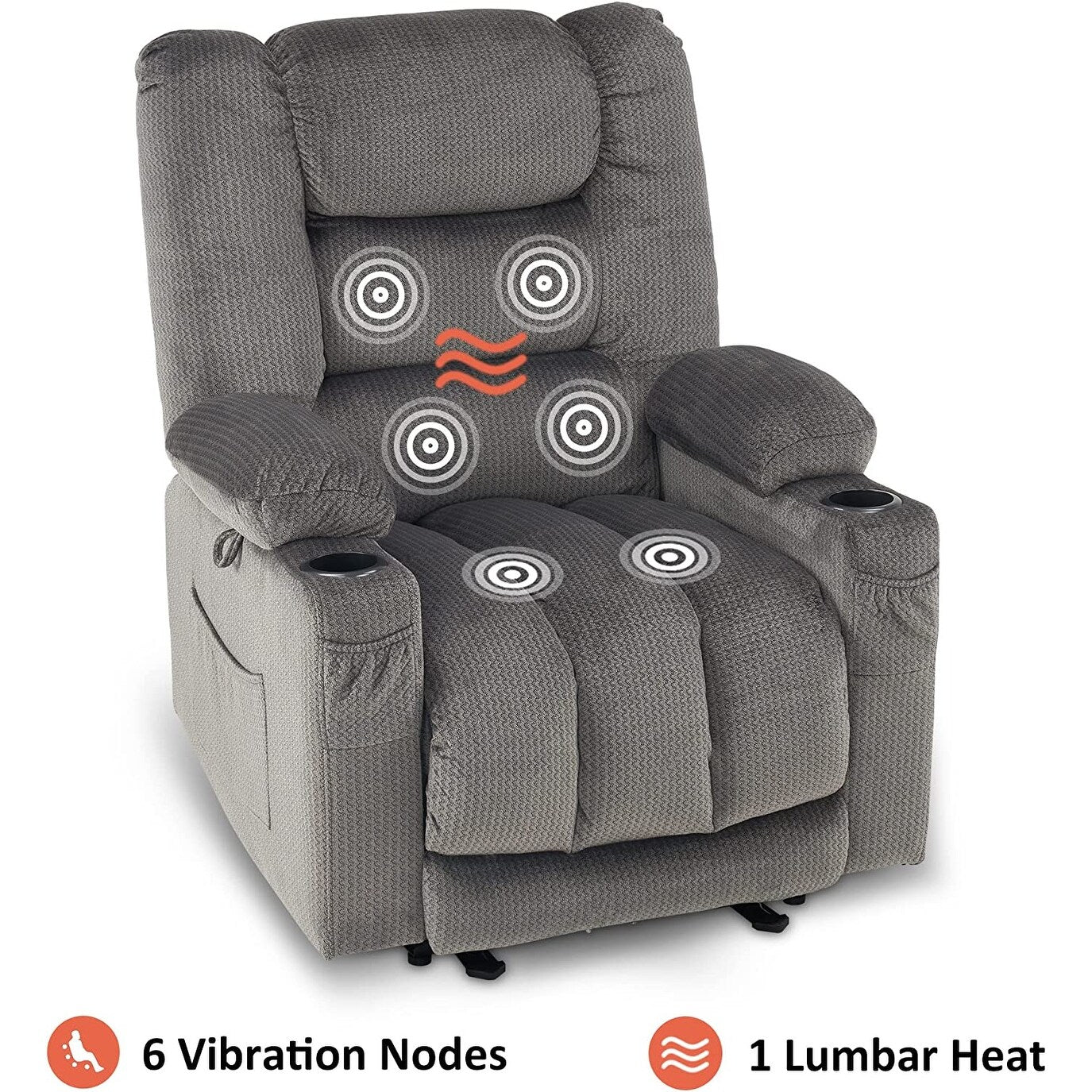 MCombo Electric Power Recliner Chair with Heat and Massage, Fabric 6079/PR670