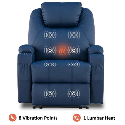 Mcombo Electric Power Recliner Chair with Massage and Heat, Faux Leather 7050