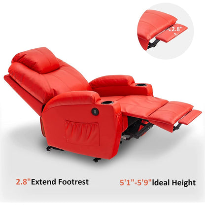 Mcombo Electric Power Recliner Chair with Massage and Heat, Faux Leather 7050