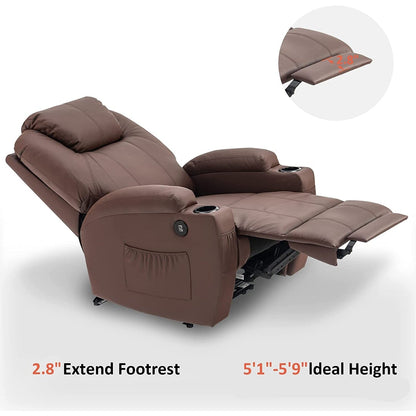Mcombo Electric Power Recliner Chair with Massage and Heat, Faux Leather 7050