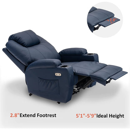 Mcombo Electric Power Recliner Chair with Massage and Heat, Faux Leather 7050