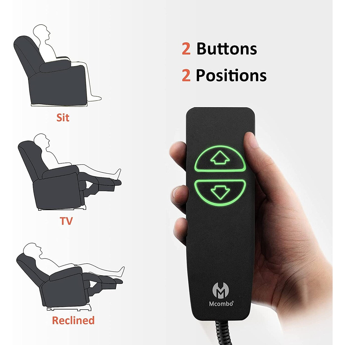 Mcombo Electric Power Recliner Chair with Massage and Heat, Faux Leather 7050
