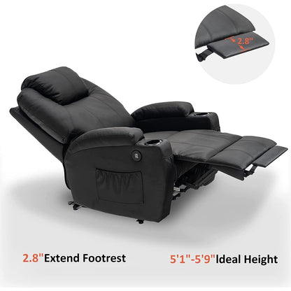 Mcombo Electric Power Recliner Chair with Massage and Heat, Faux Leather 7050