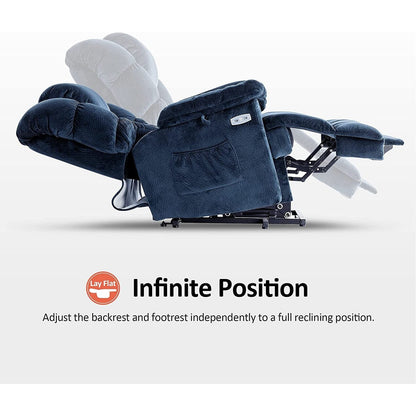 MCombo Infinite Position Lift Chair with Power Headrest for Elderly People, Dual Motor, Extended Footrest, Fabric (Medium)