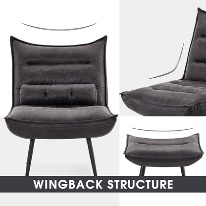MCombo Modern Chair with Ottoman, Bronzing Fabric Upholstered Leisure Chairs