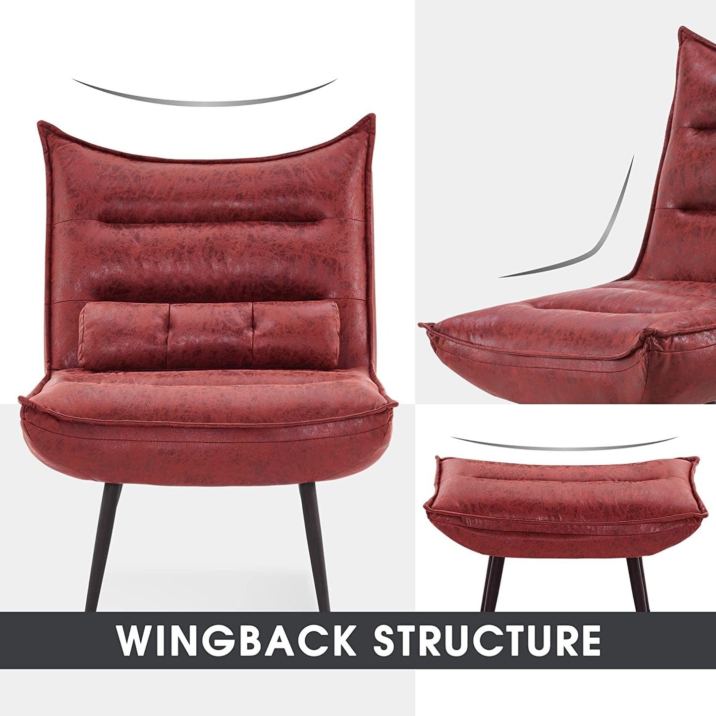 MCombo Modern Chair with Ottoman, Bronzing Fabric Upholstered Leisure Chairs