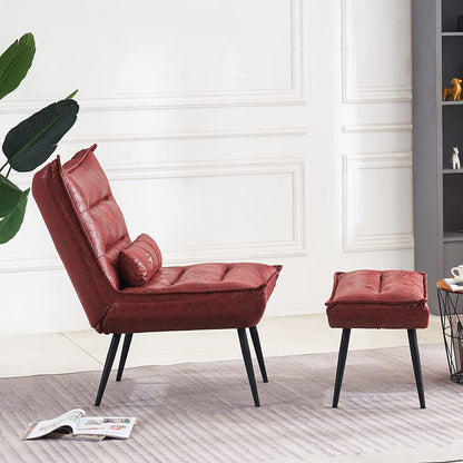 MCombo Modern Chair with Ottoman, Bronzing Fabric Upholstered Leisure Chairs