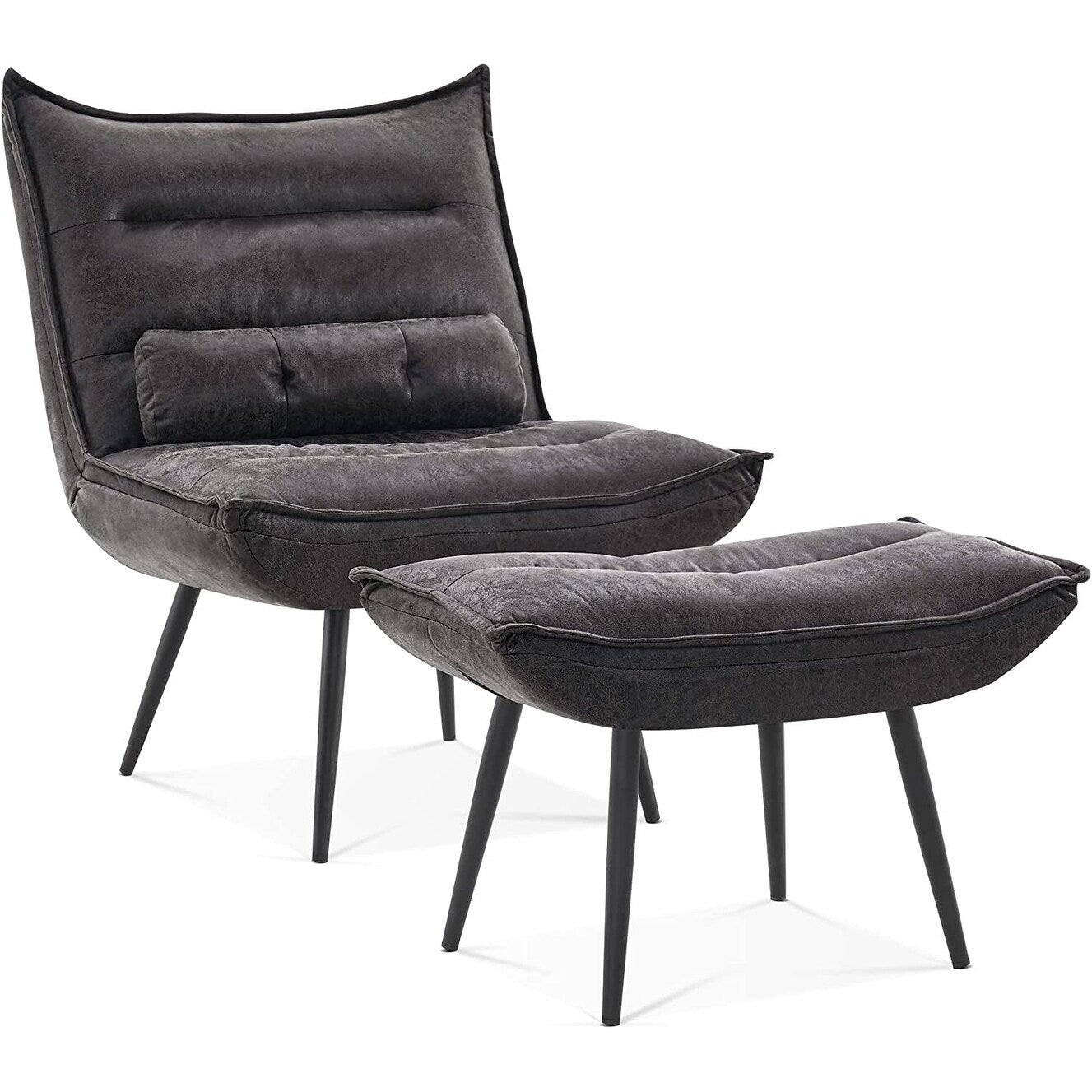 MCombo Modern Chair with Ottoman, Bronzing Fabric Upholstered Leisure Chairs