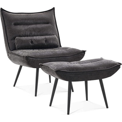 MCombo Modern Chair with Ottoman, Bronzing Fabric Upholstered Leisure Chairs