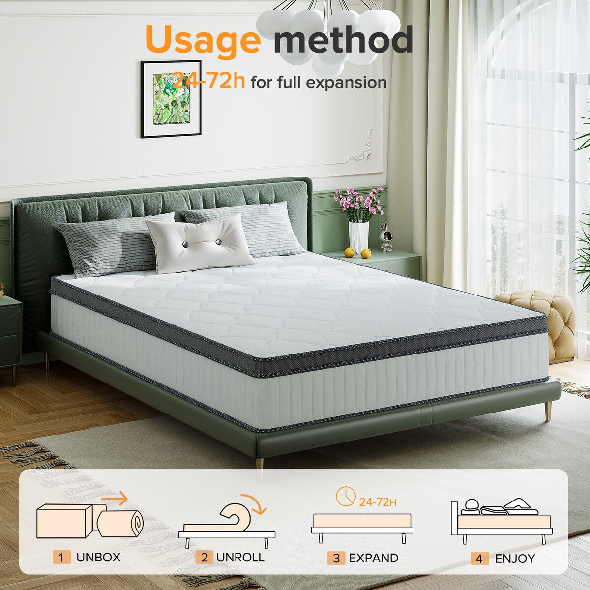 Medium Comfort Level Hybrid Mattress 10 in. Breathable and Cooling Mattress