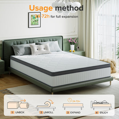 Medium Comfort Level Hybrid Mattress 10 in. Breathable and Cooling Mattress