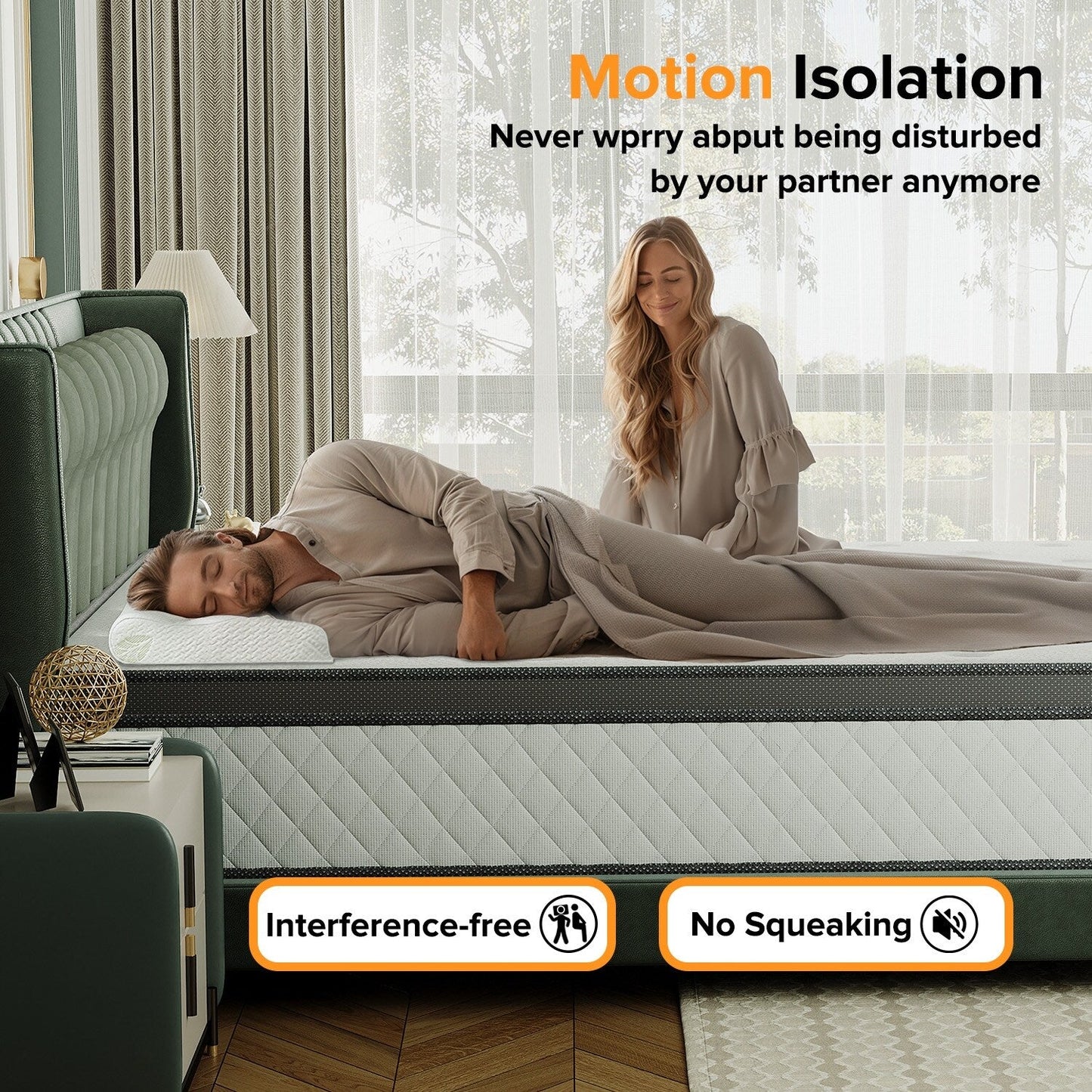 Medium Comfort Level Hybrid Mattress 8 in. Breathable and Cooling Mattress-TWIN