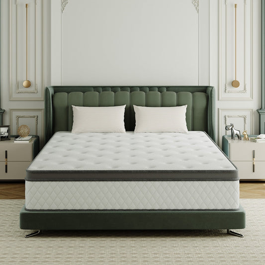 Medium Comfort Level Hybrid Mattress 8 in. Breathable and Cooling Mattress-TWIN