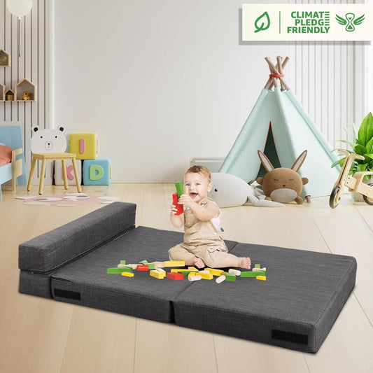Memory Foam Fold Out Sofa Bed - Twin Size Sleeper Couch with Washable Cover & Pillow, Dark Gray Futon for GuestsÂ 