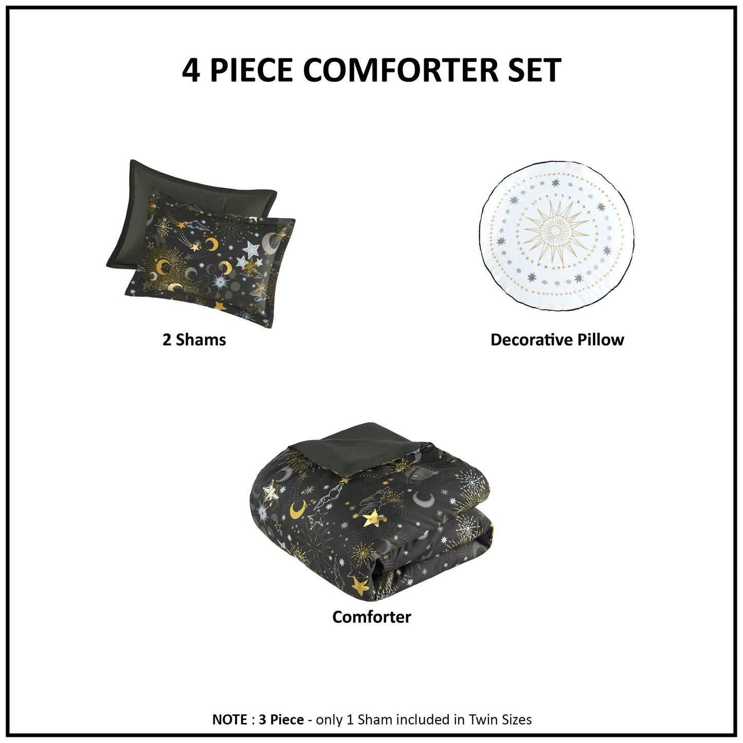 Intelligent Design Kids Ariella Starry Sky Metallic Comforter Set with Throw Pillow