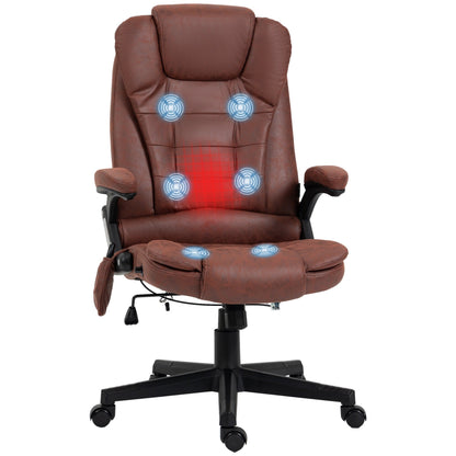 Microfiber High Back Executive Office Chair 6 Point Vibrating Massage Recliner Chair with Heat, Padded Armrests and Remote