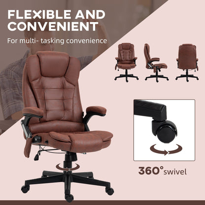 Microfiber High Back Executive Office Chair 6 Point Vibrating Massage Recliner Chair with Heat, Padded Armrests and Remote