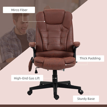 Microfiber High Back Executive Office Chair 6 Point Vibrating Massage Recliner Chair with Heat, Padded Armrests and Remote