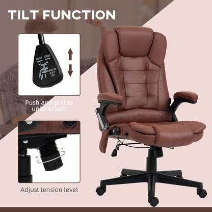 Microfiber High Back Executive Office Chair 6 Point Vibrating Massage Recliner Chair with Heat, Padded Armrests and Remote