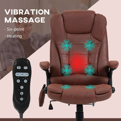Microfiber High Back Executive Office Chair 6 Point Vibrating Massage Recliner Chair with Heat, Padded Armrests and Remote