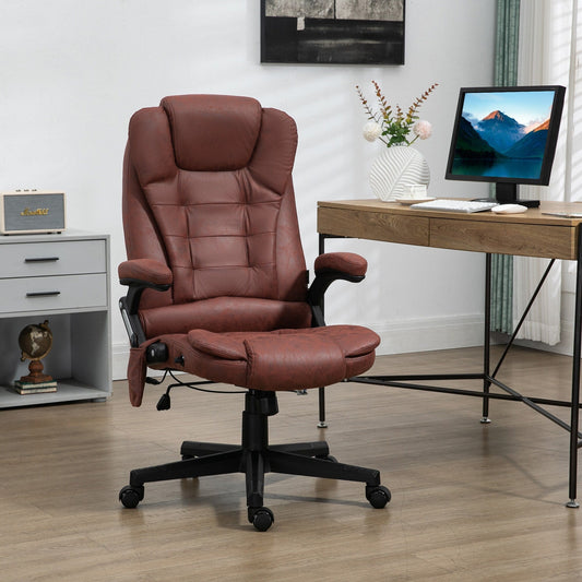 Microfiber High Back Executive Office Chair 6 Point Vibrating Massage Recliner Chair with Heat, Padded Armrests and Remote