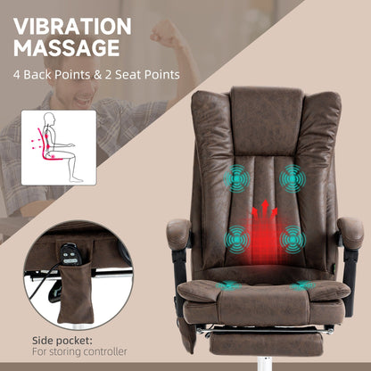 Microfiber Massage Desk Chair with Heat, Adjustable Recline, Retractable Footrest & High Back Support
