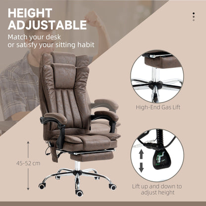 Microfiber Massage Desk Chair with Heat, Adjustable Recline, Retractable Footrest & High Back Support