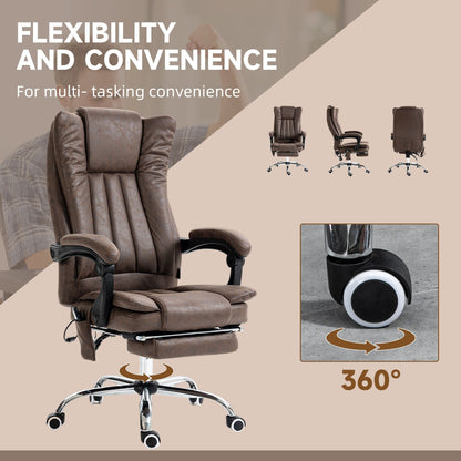 Microfiber Massage Desk Chair with Heat, Adjustable Recline, Retractable Footrest & High Back Support