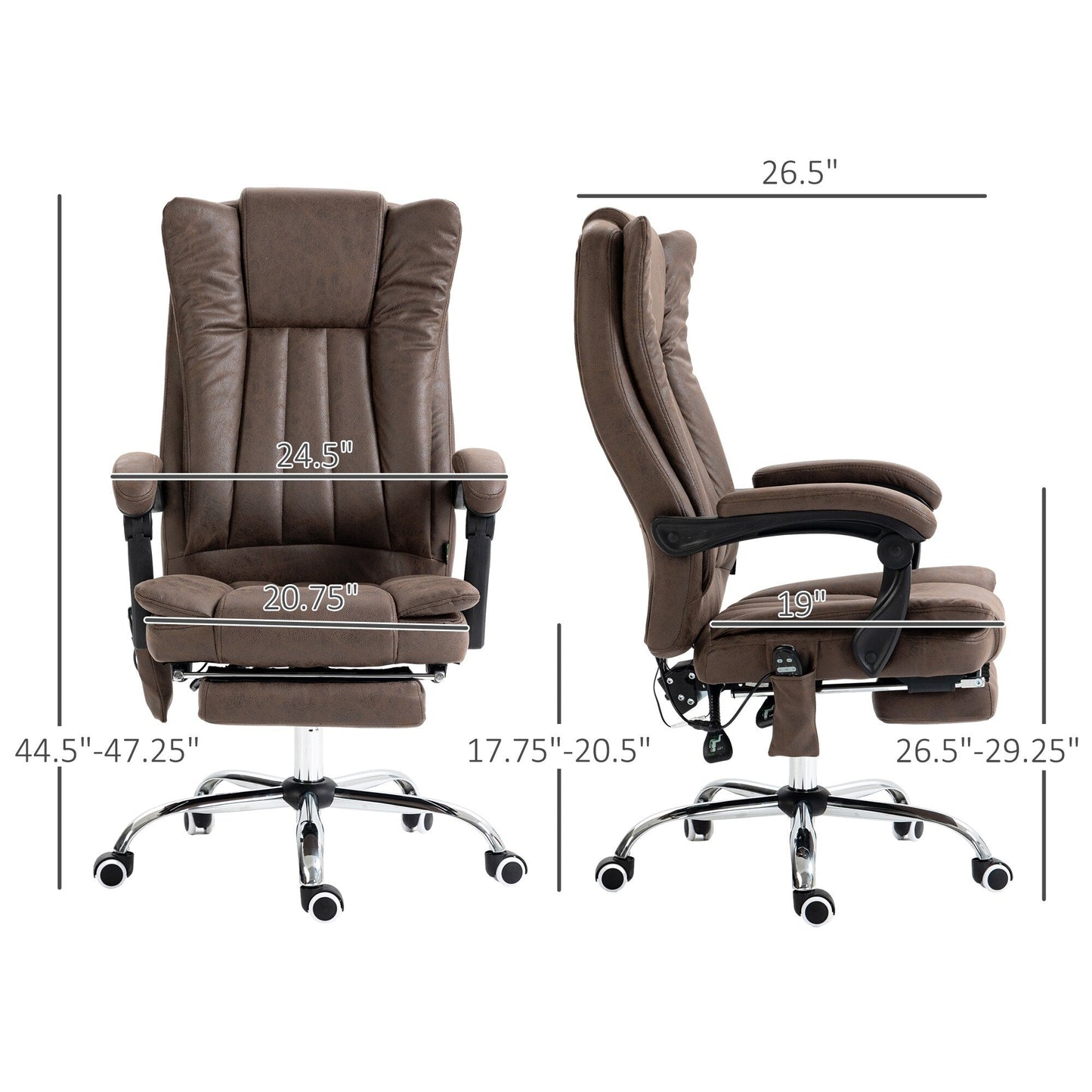 Microfiber Massage Desk Chair with Heat, Adjustable Recline, Retractable Footrest & High Back Support