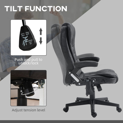 Microfiber Massage Office Chair with Heat, 6-Point Vibration, Adjustable Reclining Backrest, Padded Armrests, Remote Control