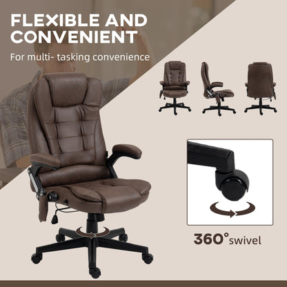 Microfiber Massage Office Chair with Heat, 6-Point Vibration, Adjustable Reclining Backrest, Padded Armrests, Remote Control