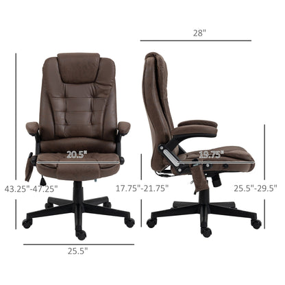 Microfiber Massage Office Chair with Heat, 6-Point Vibration, Adjustable Reclining Backrest, Padded Armrests, Remote Control