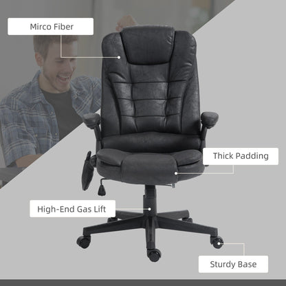 Microfiber Massage Office Chair with Heat, 6-Point Vibration, Adjustable Reclining Backrest, Padded Armrests, Remote Control