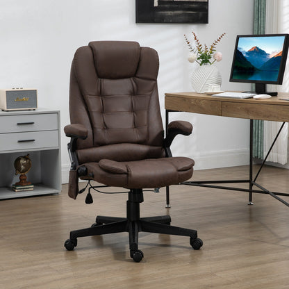 Microfiber Massage Office Chair with Heat, 6-Point Vibration, Adjustable Reclining Backrest, Padded Armrests, Remote Control