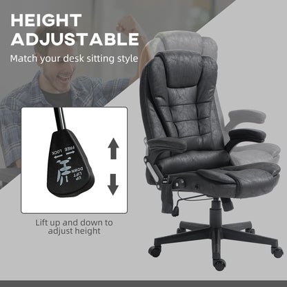 Microfiber Massage Office Chair with Heat, 6-Point Vibration, Adjustable Reclining Backrest, Padded Armrests, Remote Control