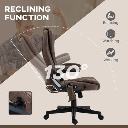 Microfiber Massage Office Chair with Heat, 6-Point Vibration, Adjustable Reclining Backrest, Padded Armrests, Remote Control