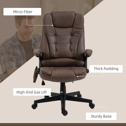 Microfiber Massage Office Chair with Heat, 6-Point Vibration, Adjustable Reclining Backrest, Padded Armrests, Remote Control