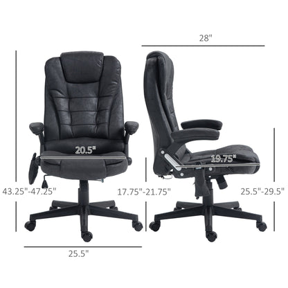 Microfiber Massage Office Chair with Heat, 6-Point Vibration, Adjustable Reclining Backrest, Padded Armrests, Remote Control